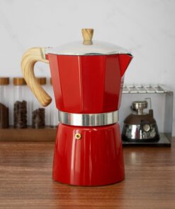CAFETERA 12 TAZAS BAMBÚ ROJO