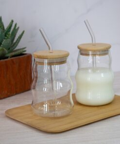 VASO ONDULADO LISO 400ML C/TAPA Y SORBETE