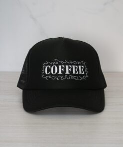 GORRA MALLA NEGRA TAPA NEGRA DISEÑO COFFEE