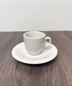 SET TAZA ESPRESSO 65 ML CON PLATO DE PORCELANA BLANCA